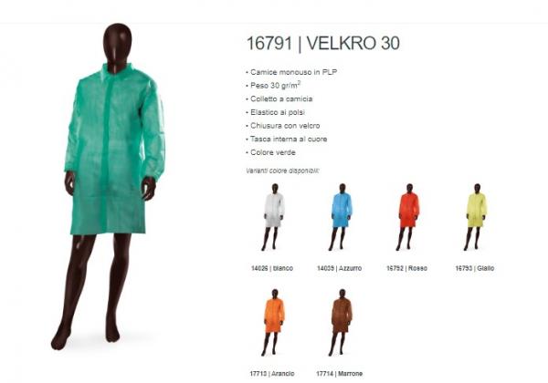 CAMICE TNT CON VELCRO E TASCHE INTERNE gr.30 / mq